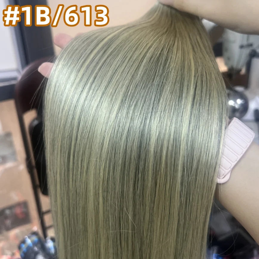 Extension per Capelli Umani con Punta Piatta in Cheratina 18-30 Pollici, 100% Capelli Umani di Alta Qualità 12A, Estensioni Ombre Naturali