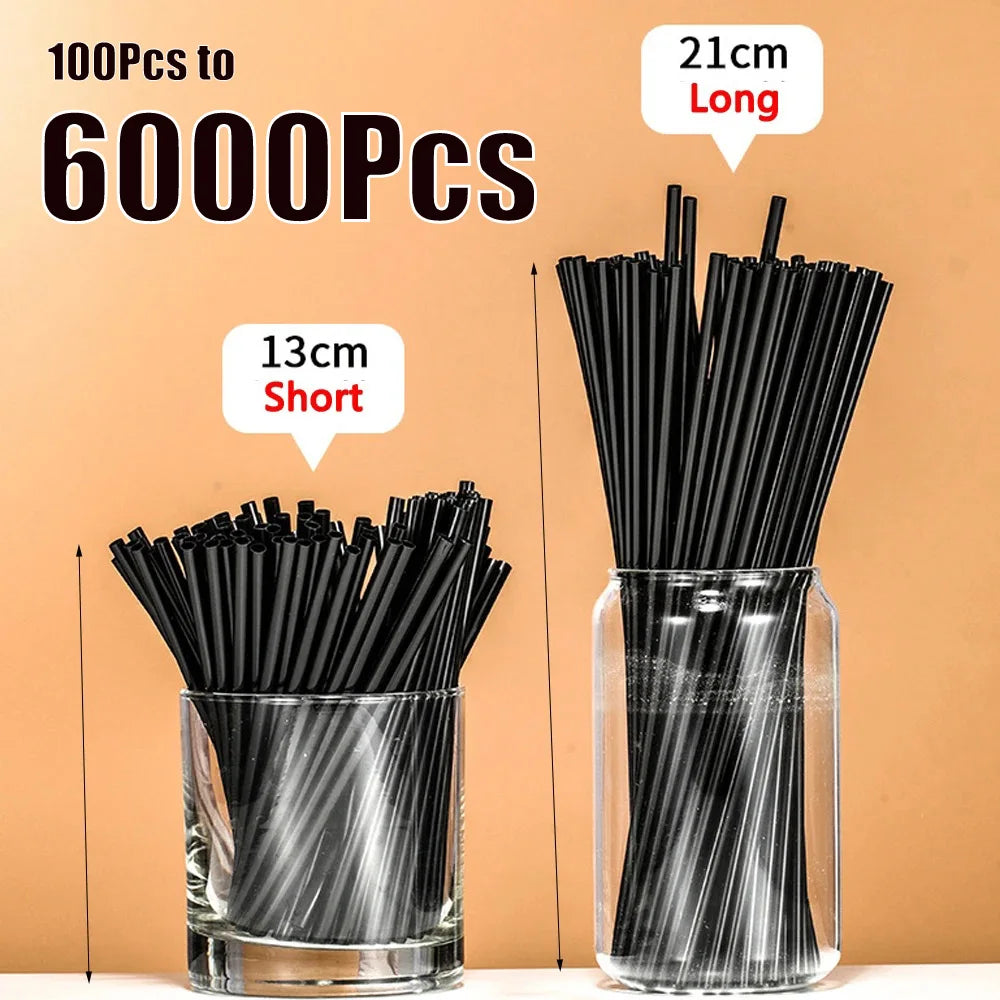 100-6000PCS Cannucce nere Cannucce per caffè Succo Tubo per bere Paglia Tè Cannucce da cocktail Matrimonio Bar Festa all'ingrosso