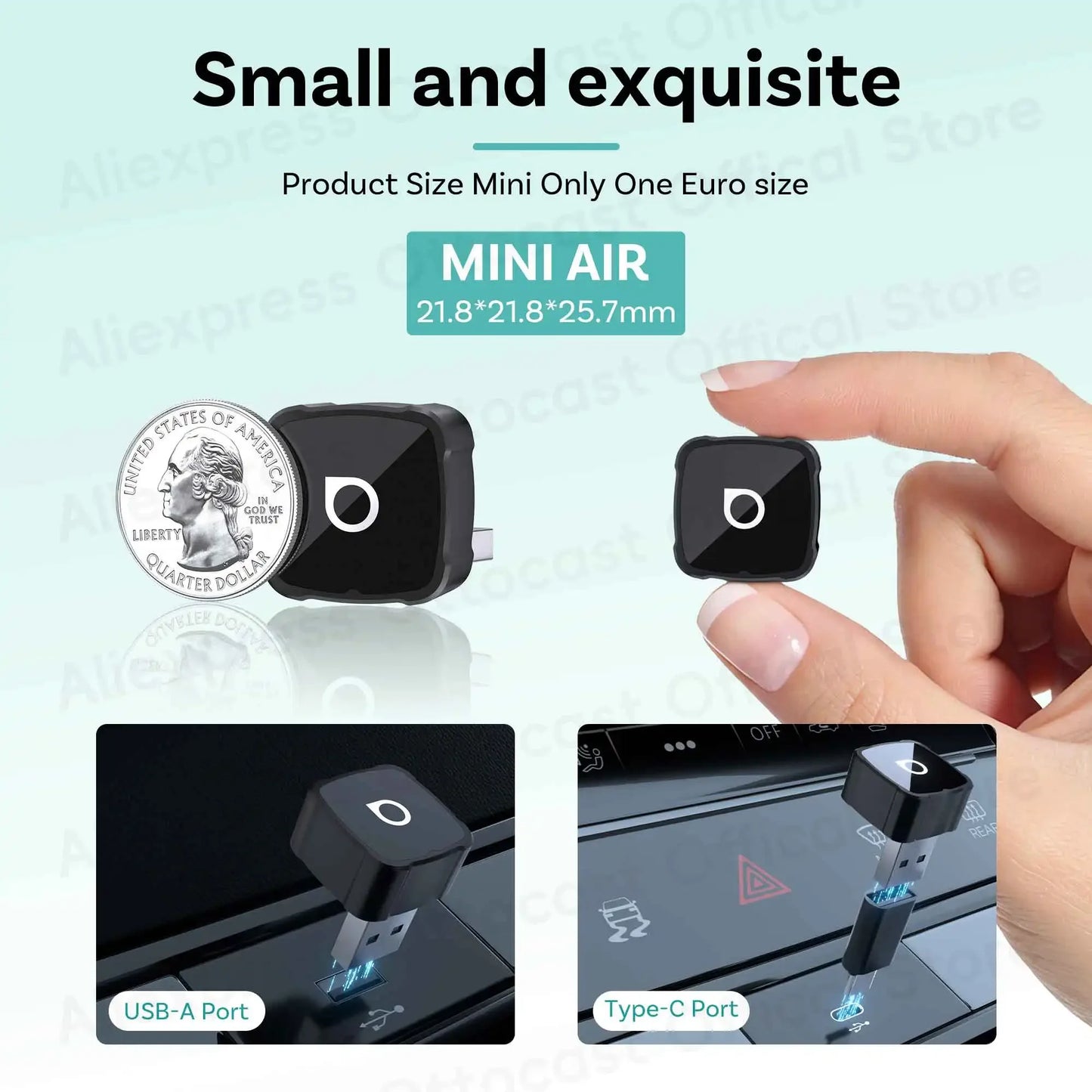 OTTOCAST Express MINI AIR Adattatore Cubo 3 in 1 4.0 Wireless CarPlay Android Auto per Mirroring Schermo iOS Accessori Auto 2026