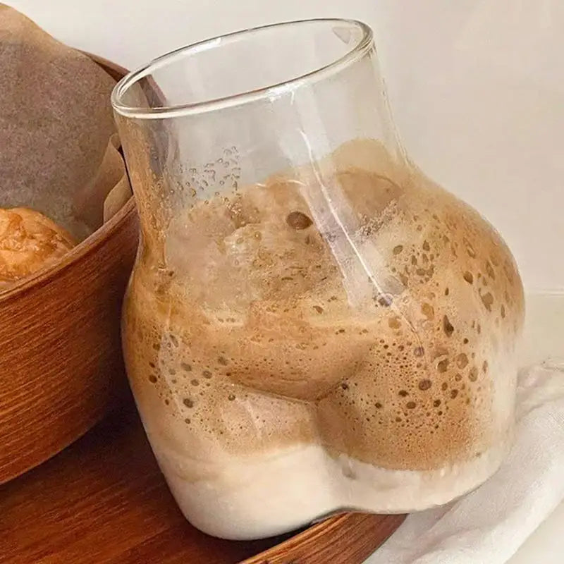 Tazze per bere culo da 450 ml Tazza da caffè in vetro borosilicato trasparente Tazza da caffè divertente Tazza da donna in vetro Corpo Tazza da culo Tazze da acqua per latte