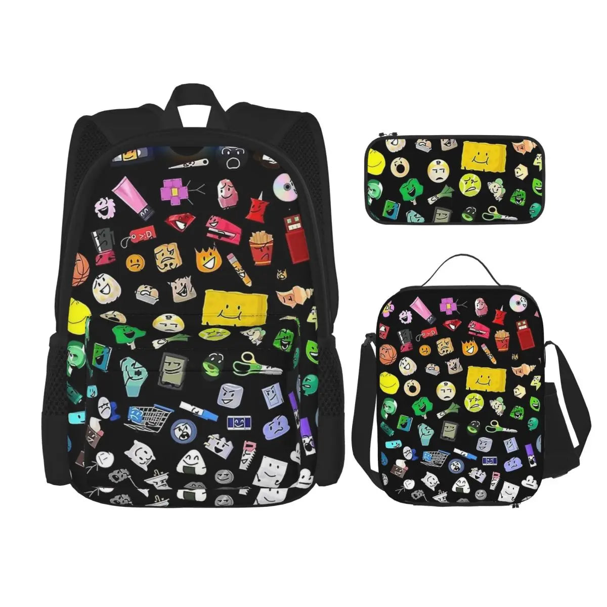 BFDI Battle For Dream Island 3pecs/set Zaino per studente College Borsa a tracolla Borsa per il pranzo Astuccio