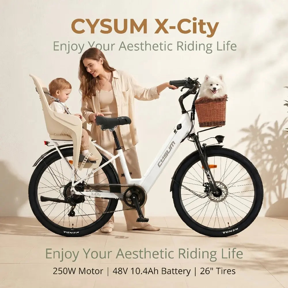 CYSUM X-City Bici Elettrica Urbana 26"