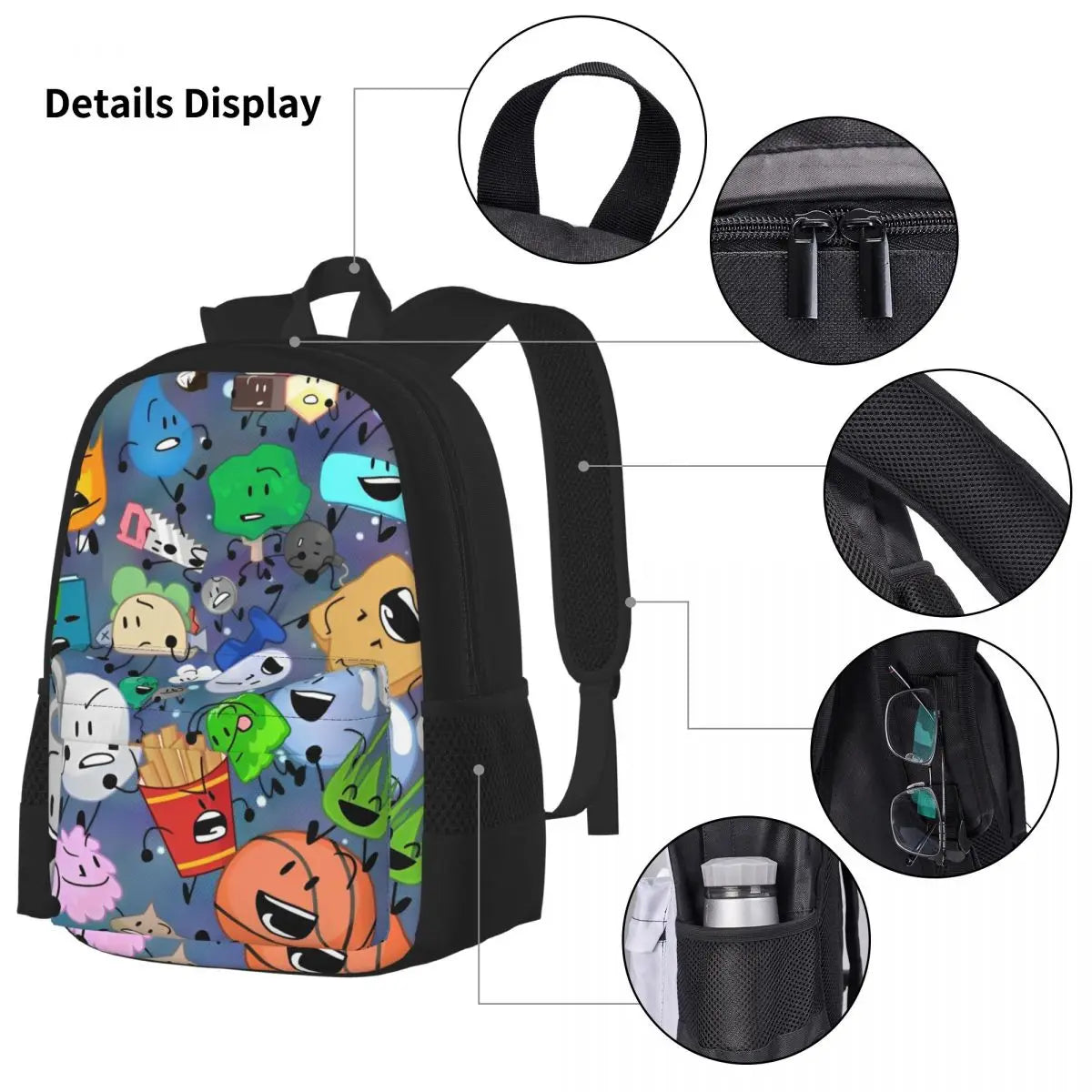 BFDI Battle For Dream Island 3pecs/set Zaino per studente College Borsa a tracolla Borsa per il pranzo Astuccio