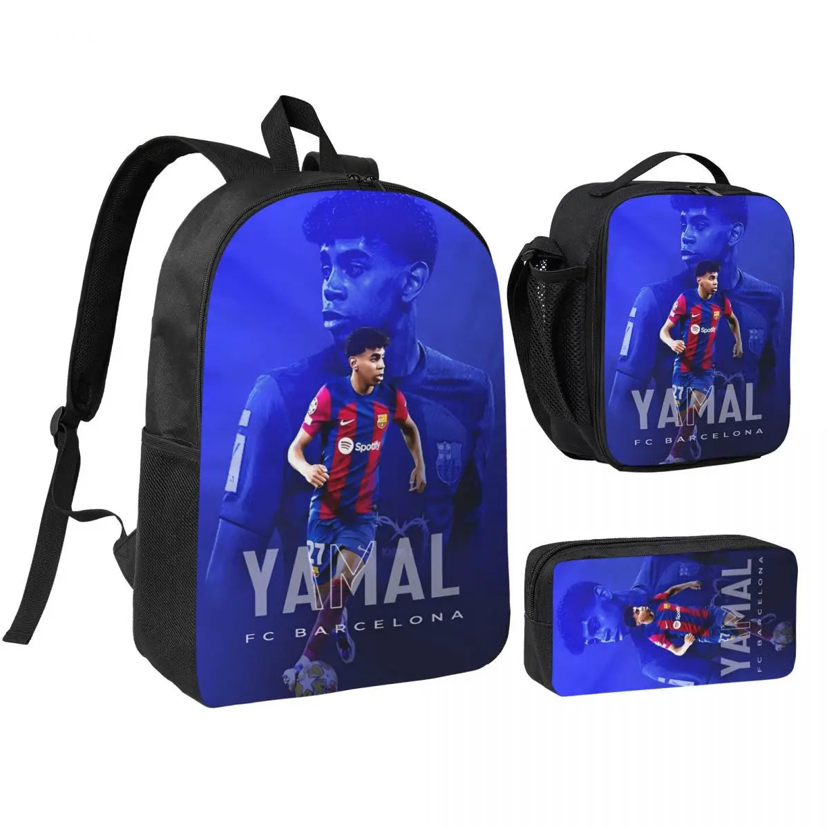 3pecs/set Calcio Numero 19 Lamine Y-Yamal Zaino per studente Borsa a tracolla per scuola superiore Borsa per il pranzo Astuccio