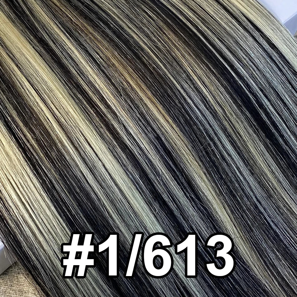 Extension per Capelli Umani con Punta Piatta in Cheratina 18-30 Pollici, 100% Capelli Umani di Alta Qualità 12A, Estensioni Ombre Naturali