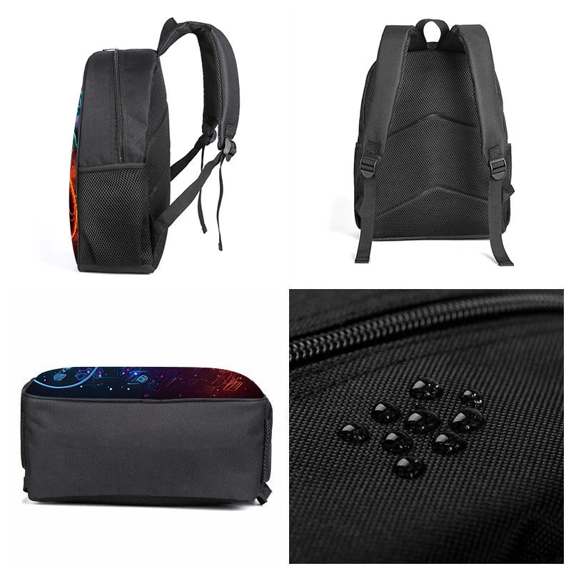 Set di 3 Zaini GamePad con Borsa a Tracolla, Astuccio e Zaino Scolastico per Ragazzi/Ragazze, Miglior Regalo, Zaini Scolastici 2D con Cartoni Animati