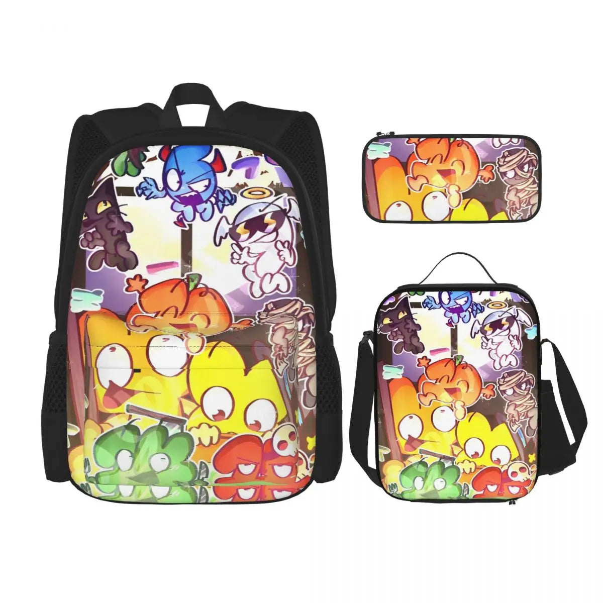 BFDI Battle For Dream Island 3pecs/set Zaino per studente College Borsa a tracolla Borsa per il pranzo Astuccio