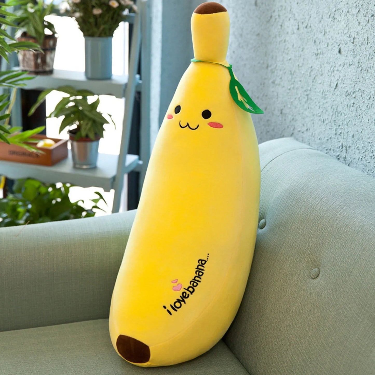 Cuscino di peluche morbido alla frutta Grande cuscino realistico a banana con cuscino regalo di San Valentino in peluche di cotone elasticizzato di cristallo