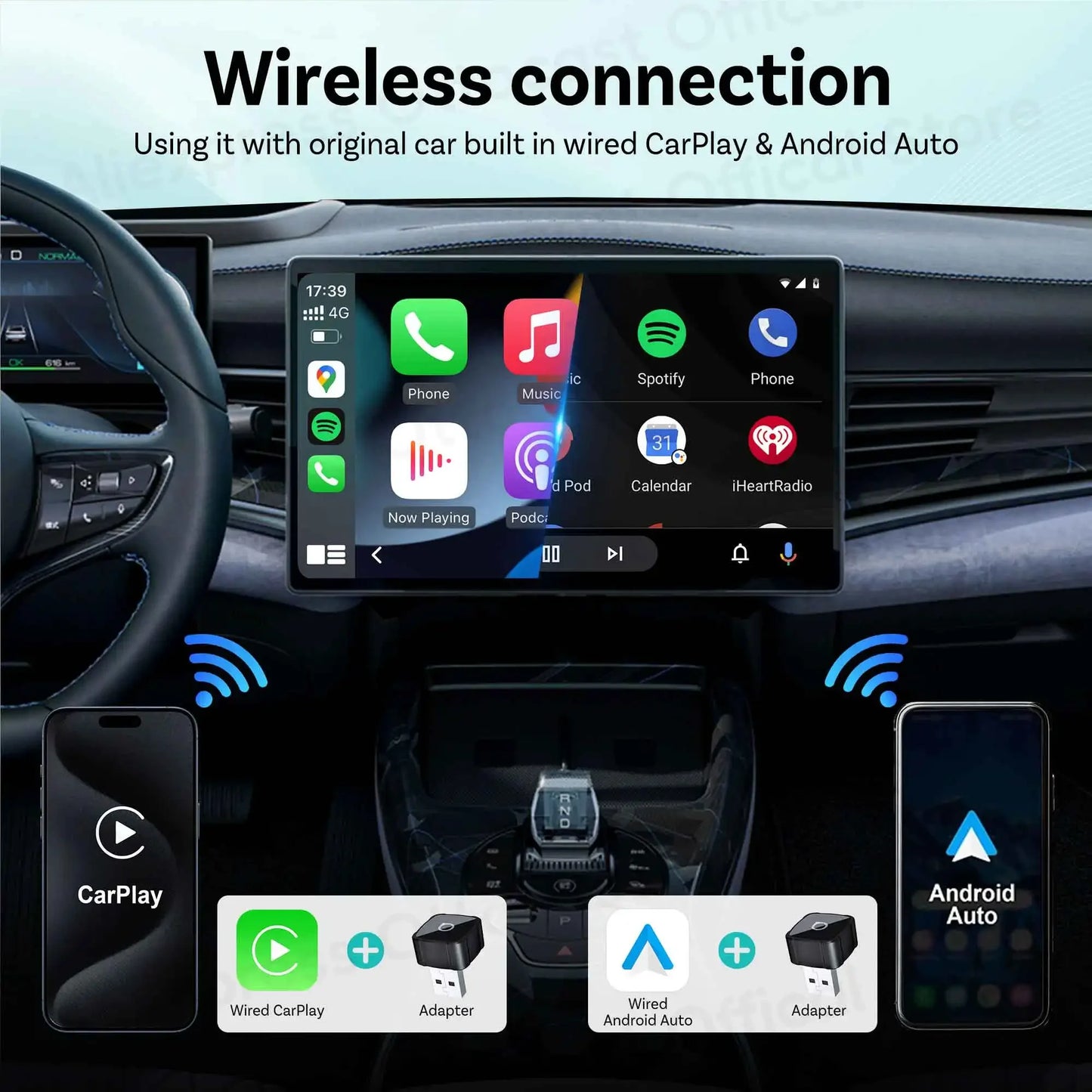 OTTOCAST Express MINI AIR Adattatore Cubo 3 in 1 4.0 Wireless CarPlay Android Auto per Mirroring Schermo iOS Accessori Auto 2026