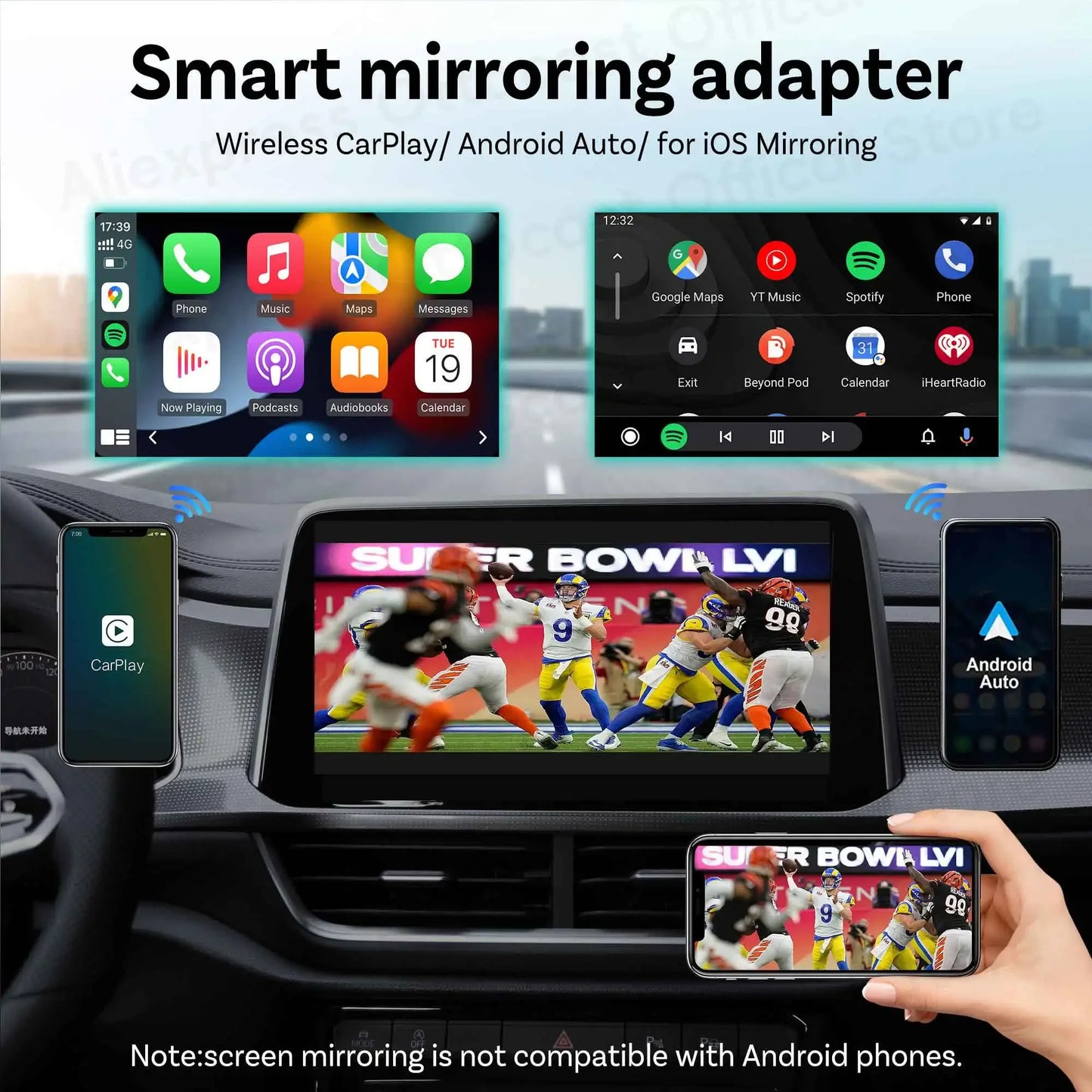 OTTOCAST Express MINI AIR Adattatore Cubo 3 in 1 4.0 Wireless CarPlay Android Auto per Mirroring Schermo iOS Accessori Auto 2026
