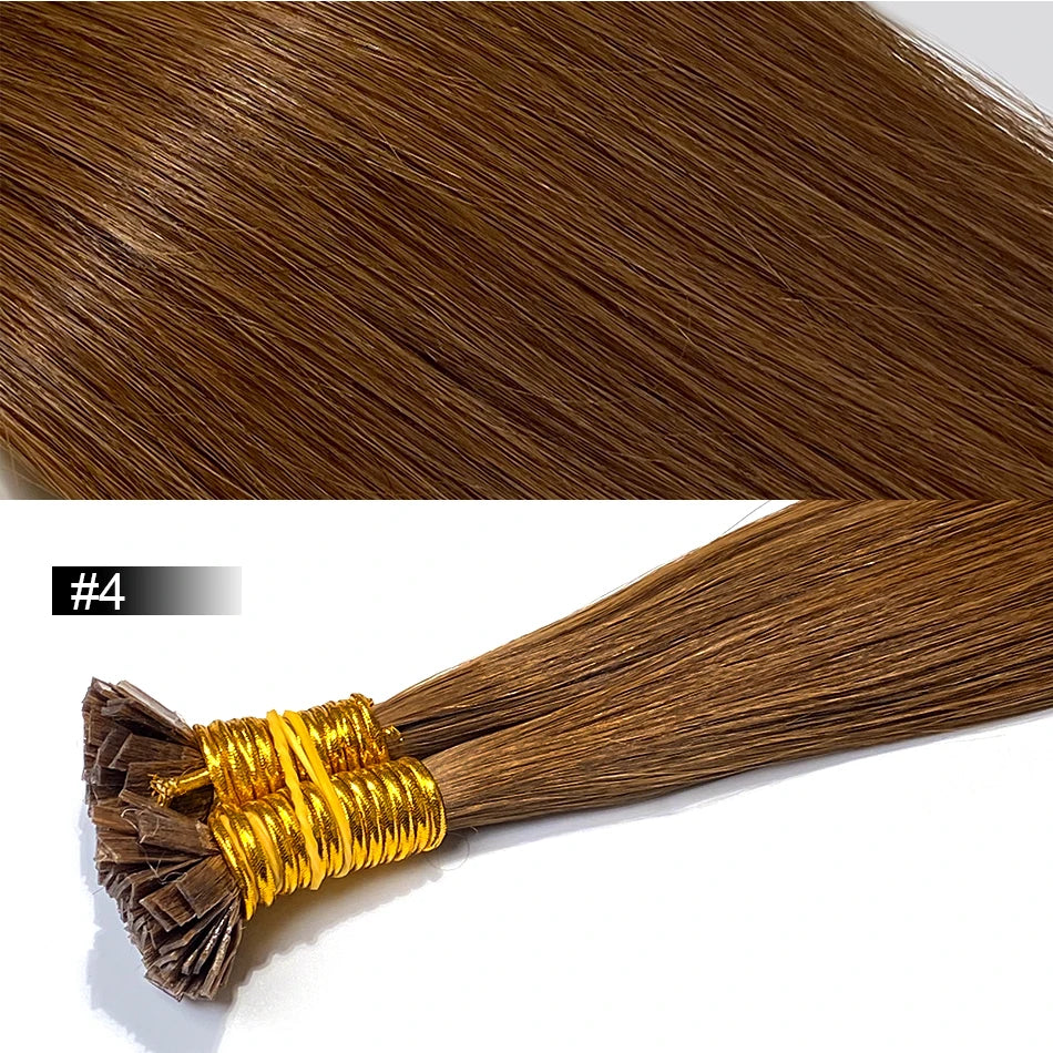 Extension per Capelli Umani con Punta Piatta in Cheratina 18-30 Pollici, 100% Capelli Umani di Alta Qualità 12A, Estensioni Ombre Naturali
