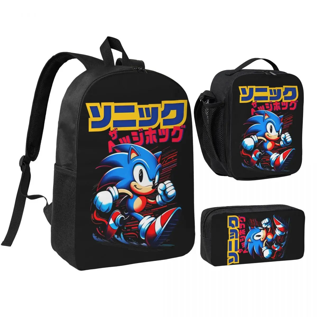 Sonices The H-edgehogs 3 3pecs/set Zaino per borse di tela per scuole superiori adolescenti Borsa per il pranzo Astuccio