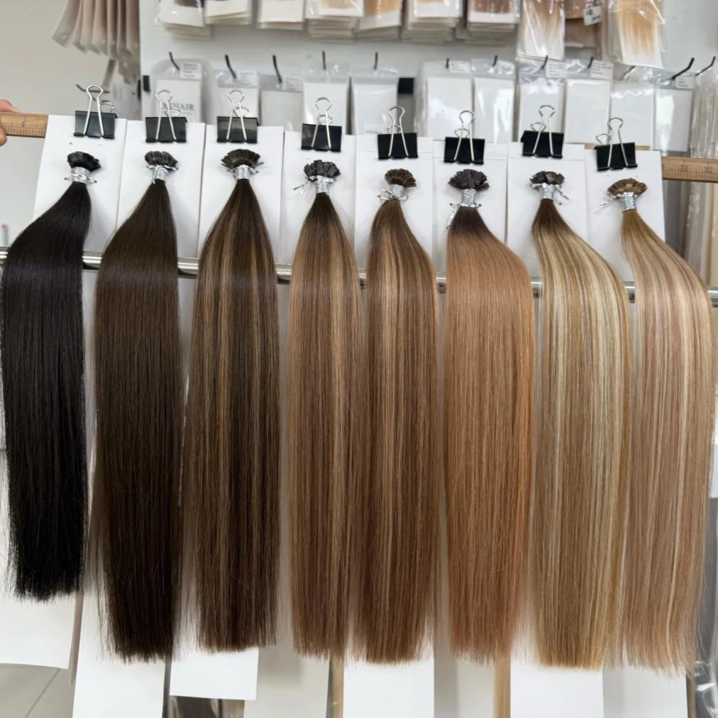 Extension per Capelli Umani con Punta Piatta in Cheratina 18-30 Pollici, 100% Capelli Umani di Alta Qualità 12A, Estensioni Ombre Naturali
