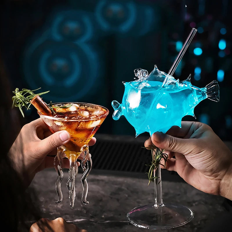 Bicchiere da cocktail creativo: bicchiere da cocktail dal design a fungo/cigno/cuore/octopus/pesce, novità per la festa notturna del bar KTV