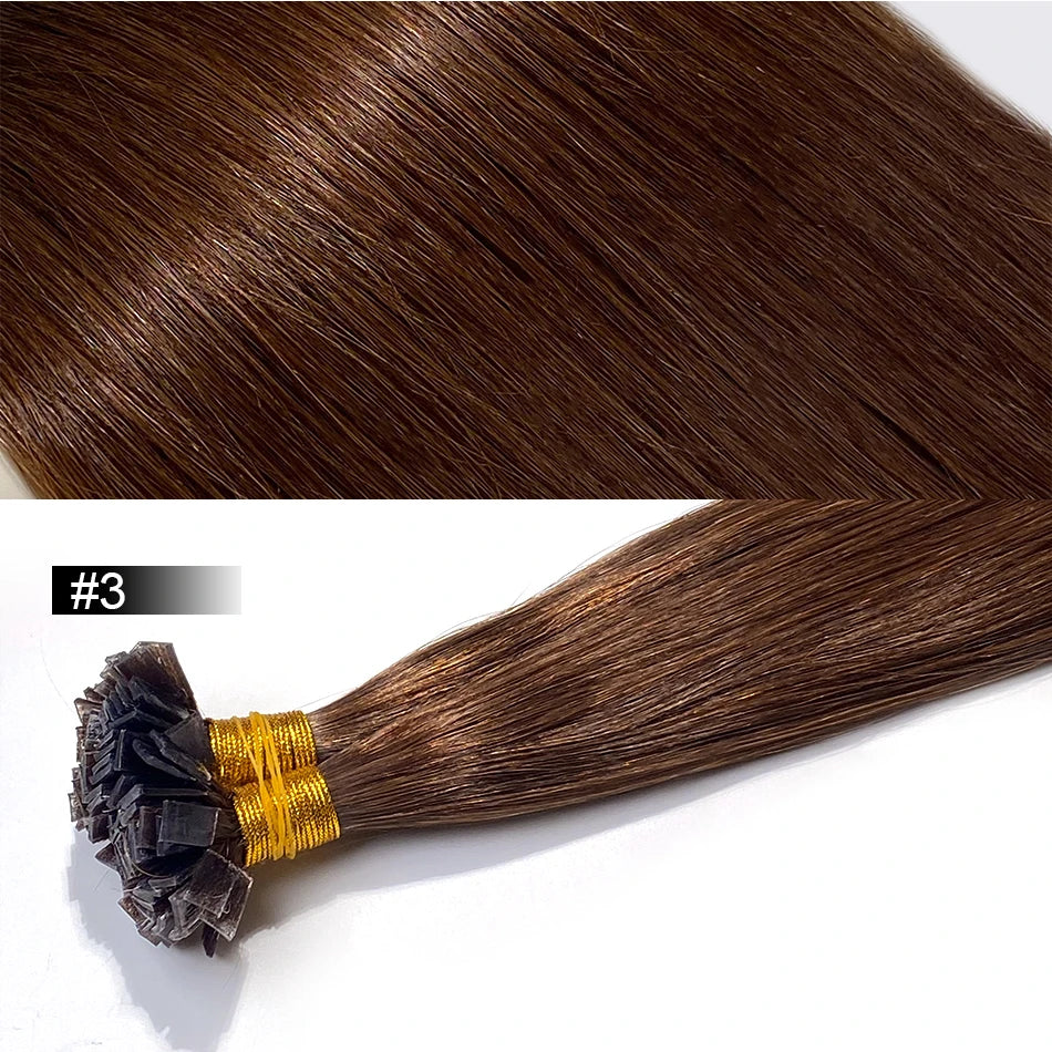 Extension per Capelli Umani con Punta Piatta in Cheratina 18-30 Pollici, 100% Capelli Umani di Alta Qualità 12A, Estensioni Ombre Naturali