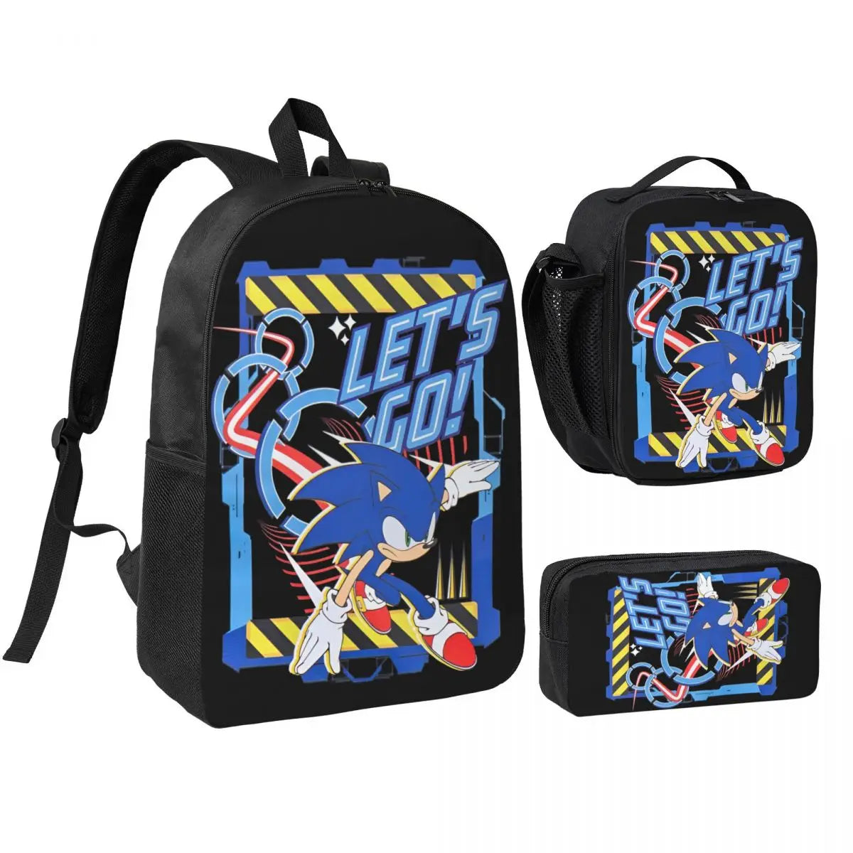 Sonices The H-edgehogs 3 3pecs/set Zaino per borse di tela per scuole superiori adolescenti Borsa per il pranzo Astuccio