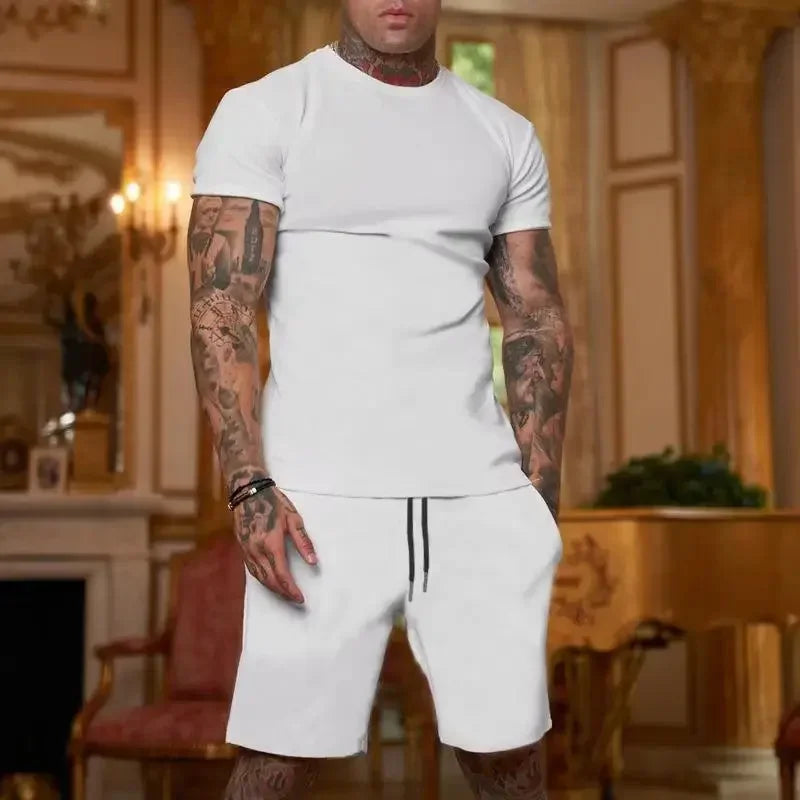 Completo Sportivo Estivo alla Moda e Casual da Uomo, T-Shirt Traspirante e Pantaloncini, Set Due Pezzi Casual e Trendy