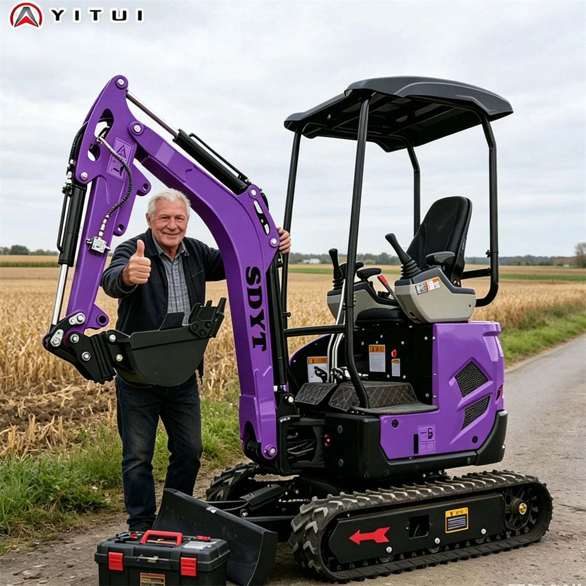 Mini Escavatore Multifunzionale da 1,2 Tonnellate con Vari Attrezzi Ausiliari, Cabina Personalizzata, Prezzo Scontato