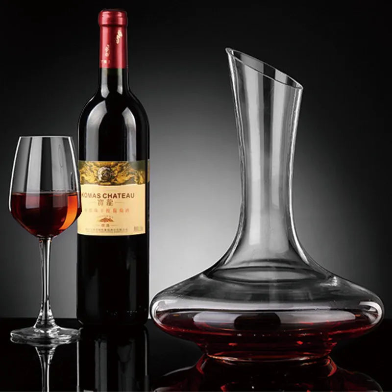Decanter per vino rosso a Base piatta superiore da 1000ML versatore per vino in cristallo fatto a mano caraffa per acqua Premium apribottiglie per vino a parete addensato