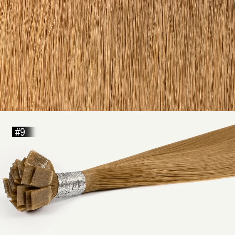Extension per Capelli Umani con Punta Piatta in Cheratina 18-30 Pollici, 100% Capelli Umani di Alta Qualità 12A, Estensioni Ombre Naturali