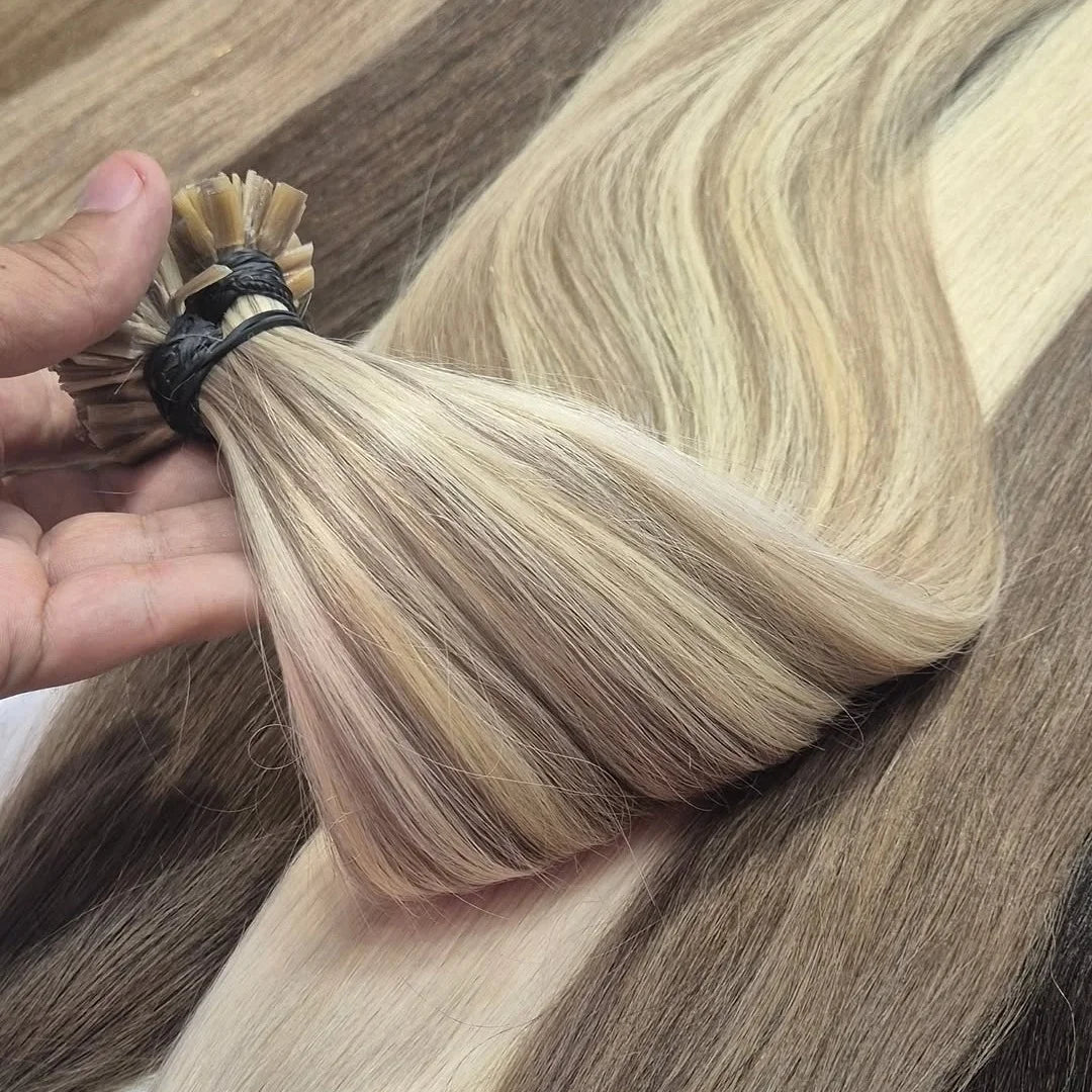 Extension per Capelli Umani con Punta Piatta in Cheratina 18-30 Pollici, 100% Capelli Umani di Alta Qualità 12A, Estensioni Ombre Naturali